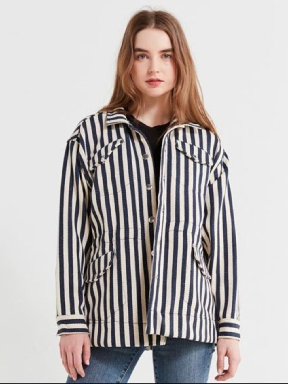Urban Outfitters Stripe Utility Jacket Chore Coat Shacket